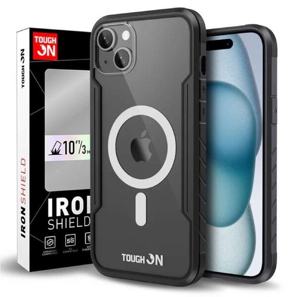 Tough On iPhone 16e / iPhone 15 Case Iron Shield with MagSafe Black