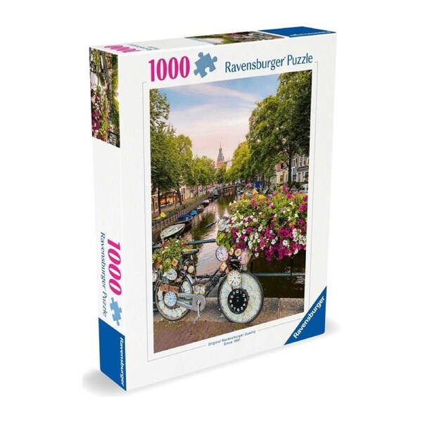 1000pc Ravensburger Bicycle & Flowers In Amsterdam Jigsaw Puzzle 70x50cm 14y+
