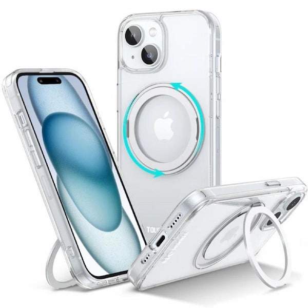 Tough On iPhone 16e / iPhone 15 Case 360? Rotate Stand With MagSafe Clear
