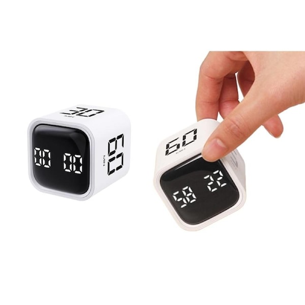 Gravity Cube Timer Rotation Kitchen Gravity Sensor Flip Timer-White ...