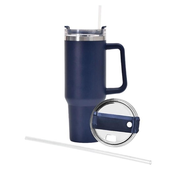 Stainless Steel Water Bottle Insulated Tumblers with Lid and Straw for Travel Coffee -Gark blue