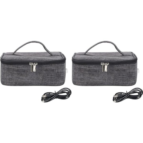 2pcs Electric Lunch Box Food Heater Portable USB Food Warmer Container