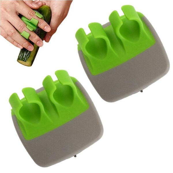 2Pcs Finger Vegetable Palm Peeler Kitchen Fruit Potato Peeler with Comfortable Rubber Finger Grip-Green