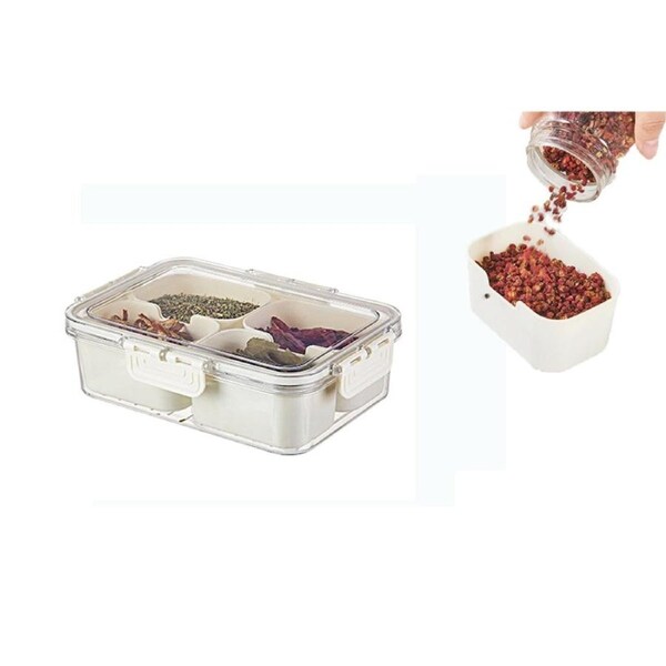 Dish Divided Serving Tray with Lid and Handle-4 Compartment