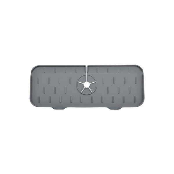 Sink Splash Guard Mat Silicone Faucet Handle Drip Catcher Tray-Gray