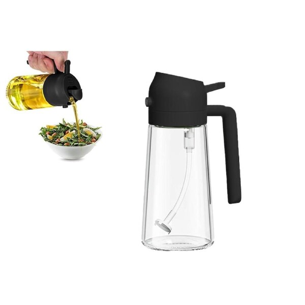 470ML Oil Dispenser 2 In 1 Olive Oil Sprayer Kitchen Gadgets Accessories-Black