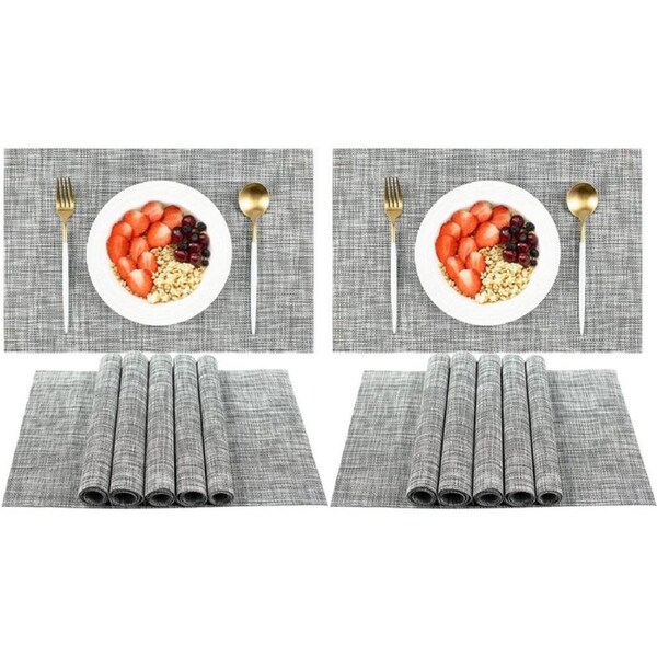 12Pcs Placemat Washable Heat And Stain Resistant Indoor Outdoor Kitchen Durable Place Mats-Gary