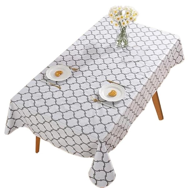 Rectangle Tablecloth Dining Table Cover for Christmas Kitchen Party Decor-White