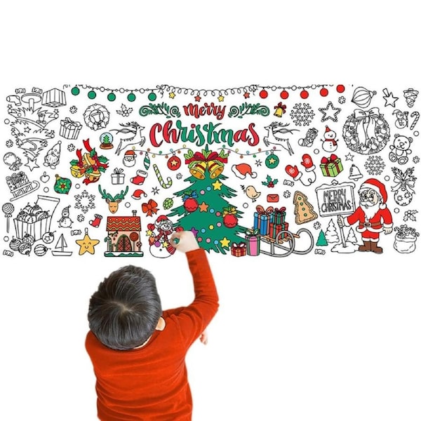 Kids Christmas Table Cloth Decoration Kids DIY Coloring Xmas Tablecloth