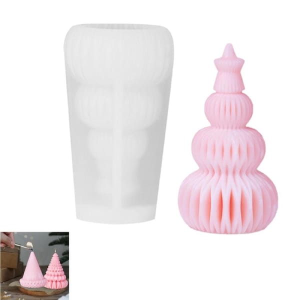 Christmas Tree Candle Mold 3D Plaster Soap DIY Silicone Mould Making Tools-Style 1