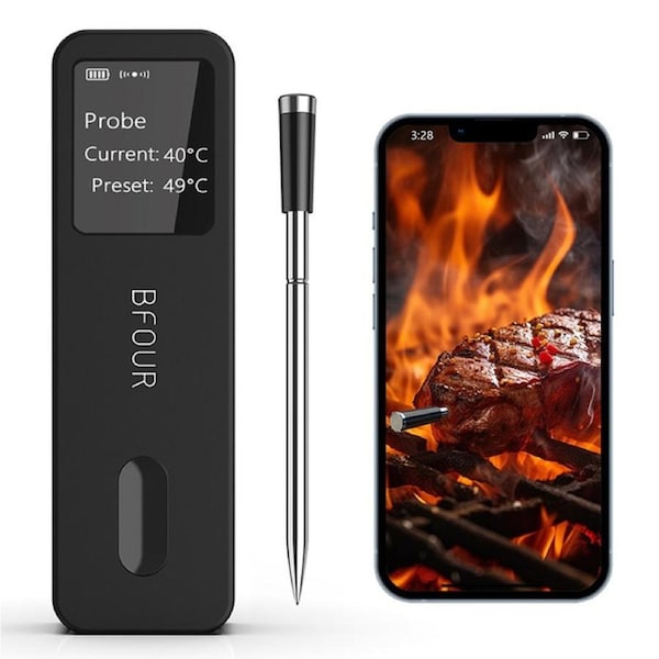 Wireless Digital Meat Thermometer for Grilling with iOS & Android Read App