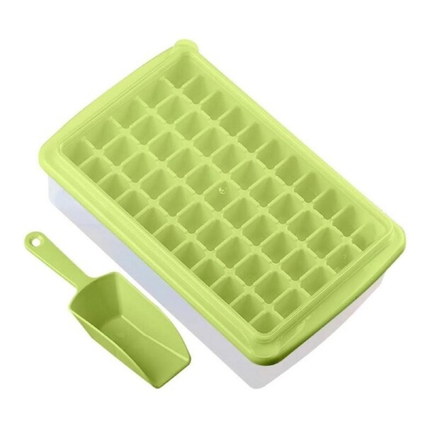 Ice Cube Tray with Lid and Storage Bin for Freezer 55 Mini Nugget Ice Tray -Green