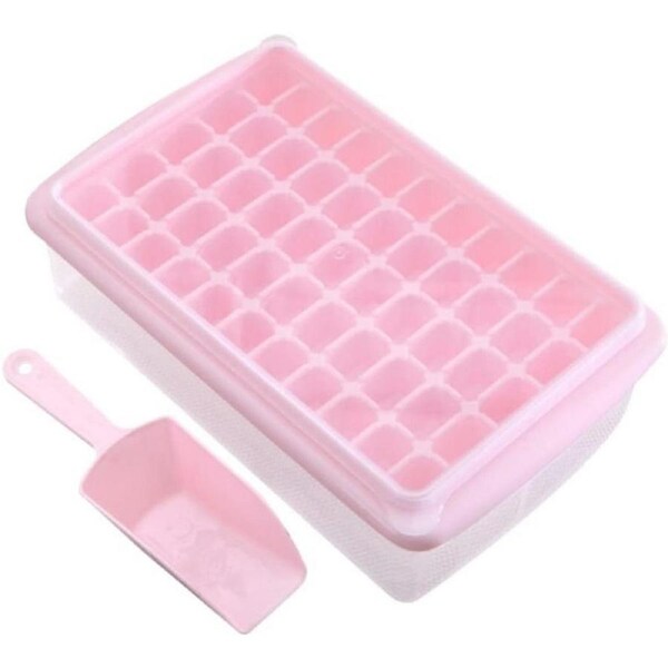 Ice Cube Tray with Lid and Storage Bin for Freezer 55 Mini Nugget Ice Tray -Pink