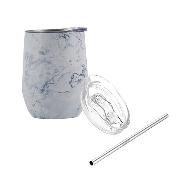 Stemless Wine Tumbler Stainless Steel Vacuum Insulated Cocktail Cup Splash Proof Wine Mug-Style 1
