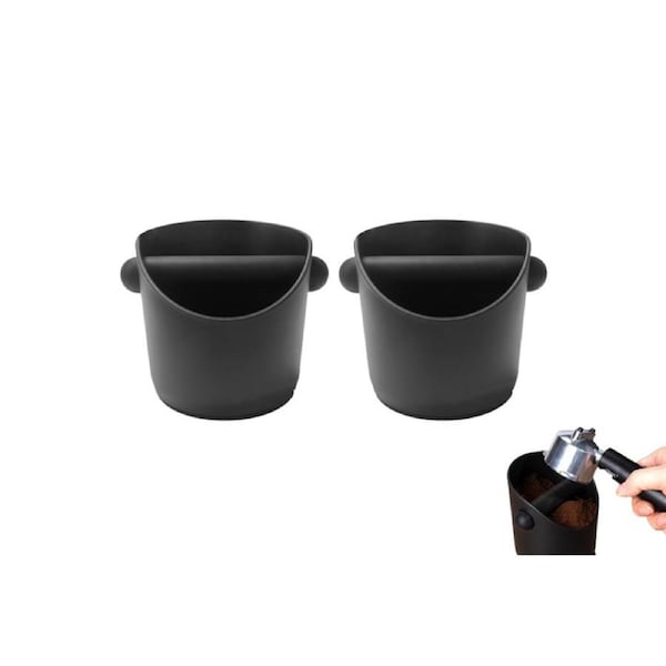 2Pcs Espresso Dump Bin Container For Coffee Grounds with Removable Knock Bar Knock Box