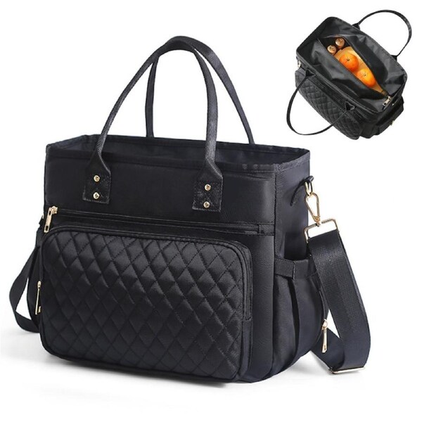 Insulated Thermal Lunch Bag Large Food Container Cooler Bag-Black