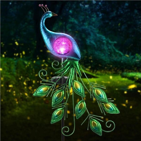 Garden Metal Peacock Decor Solar Garden Lights Solar Stake Lights