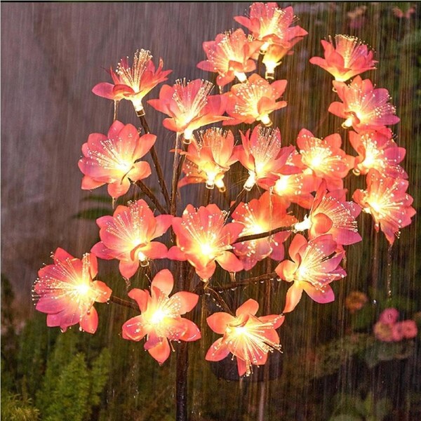 2pcs Solar Garden Lights Orchid Flower Outdoor Stake Solar Powered Landscape Lights -Warm White