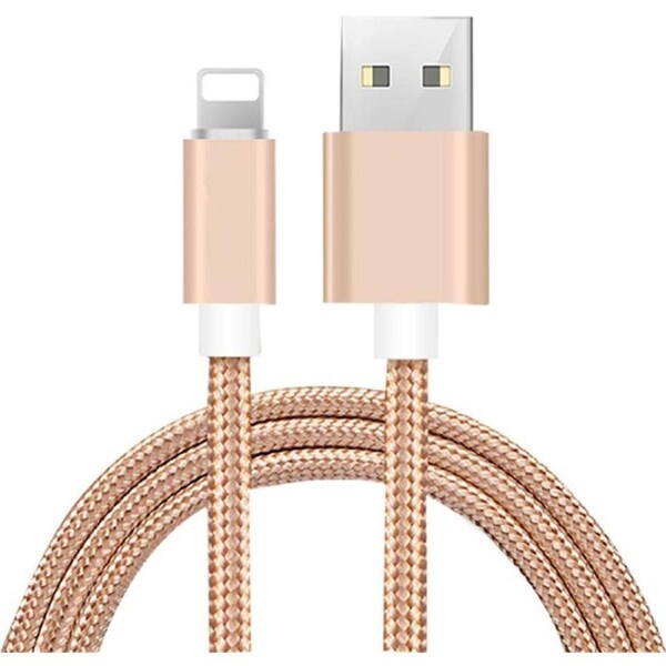 Braided 2m/6FT Fast USB Data Charger 2.1A Cable For iPhone & iPad-Colour (Gold)