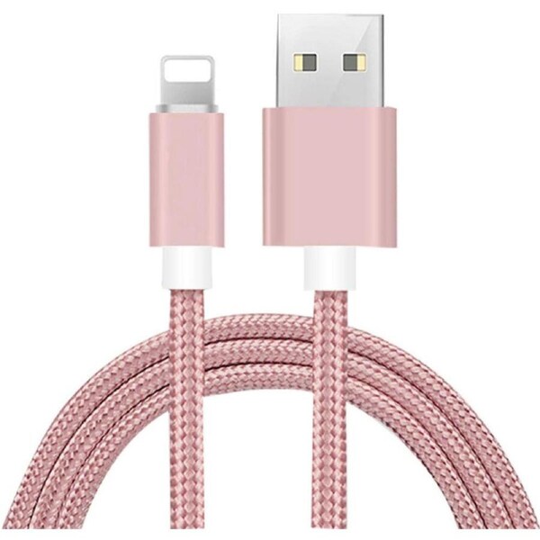 Braided 2m/6FT Fast USB Data Charger 2.1A Cable For iPhone & iPad-Colour (Pink)