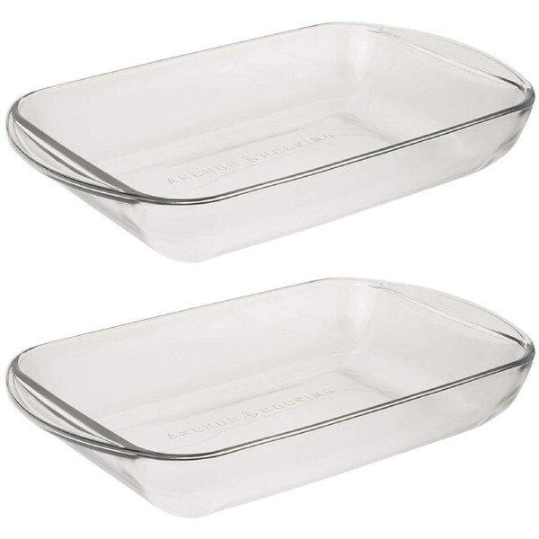 2x Anchor Hocking Fire-King Rectangular Baker 33x22cm 3L