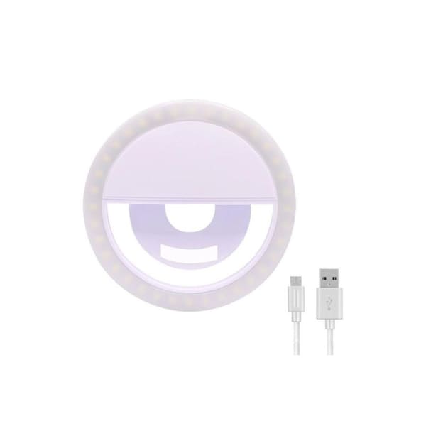 Portable Rechargeable Clip-On Selfie Ring Light with 36 LED for Photography Video Makeup White