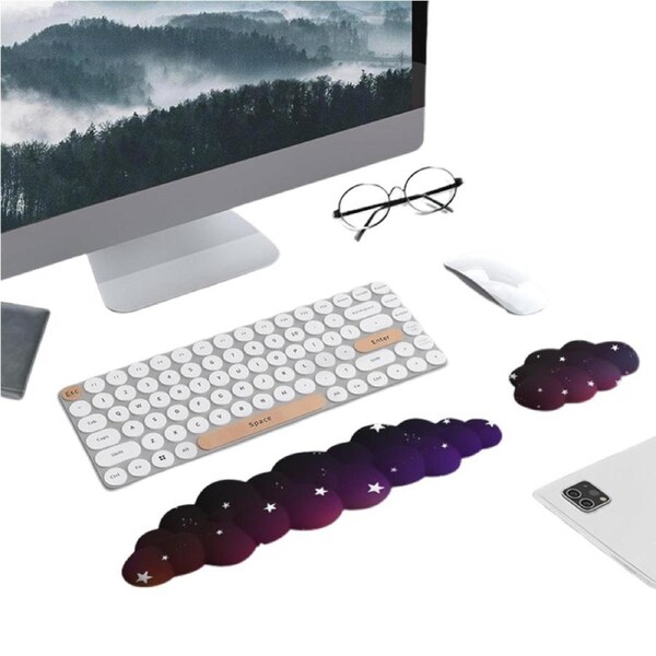 Ergonomic Cloud Keyboard Wrist Rest for Silicone Computer Keyboard and Mouse Pad Set-Black