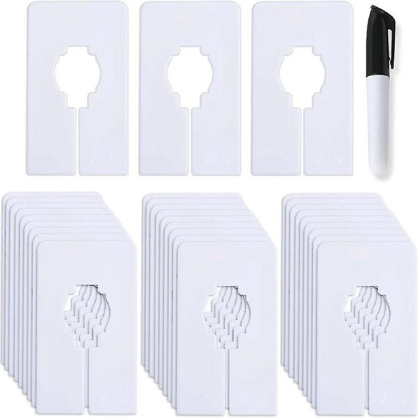 30 Closet Dividers For Hanging Clothes- Rectangle Clothing Size Dividers,1.5x White Closet Divider