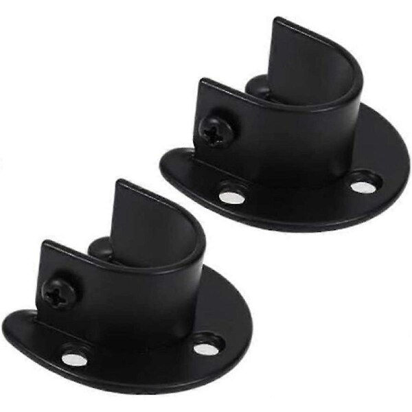 2pcs Frosted Black Stainless Steel Shower Room Clothes Rail Curtain Flange Seat Cover Clothes Rail Bracket With Screws