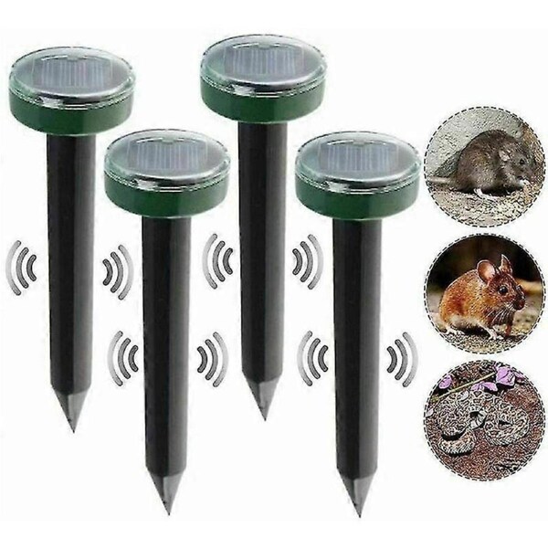 4pcs Mole Rat Repellent Solar Ultrasonic Pest Repeller Garden Pest Repeller