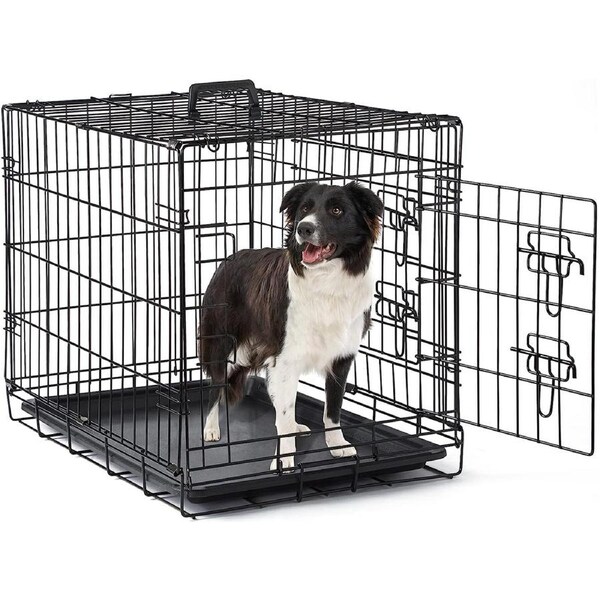 Advwin 36" Dog Cage Pet Crate Puppy Cat Foldable Metal Kennel 2 Doors with Removable Tray