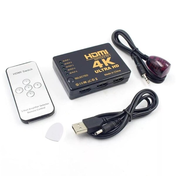 5 Port HDMI Splitter Switch Switcher Hub Box HDTV Ultra HD 4K 60Hz with Remote