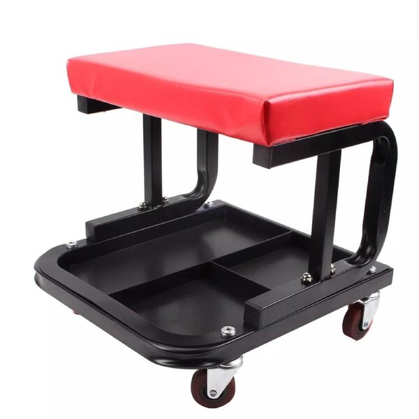 Padded Rolling Creeper Garage Mechanics Roller Seat Stool Chair with Tool Tray