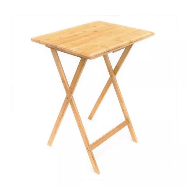 2pcs 25inch Bamboo Wooden Folding Table Camping Desk Portable Picnic