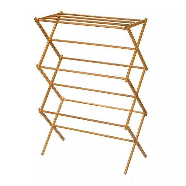Bamboo Clothes Rack Towel Hanger Airer Drying Horse Laundry Foldable Free Stand