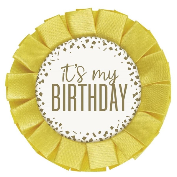 Gold Confetti It's My Birthday Badge