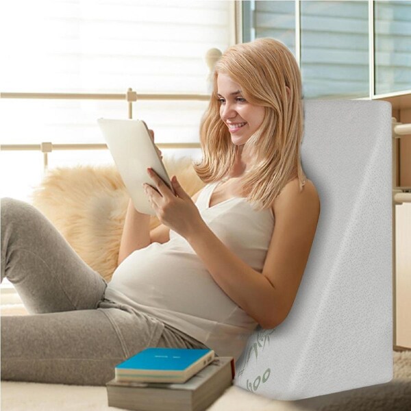 25cm DreamZ Wedge Pillow Memory Foam Back Neck Support Bamboo Cover