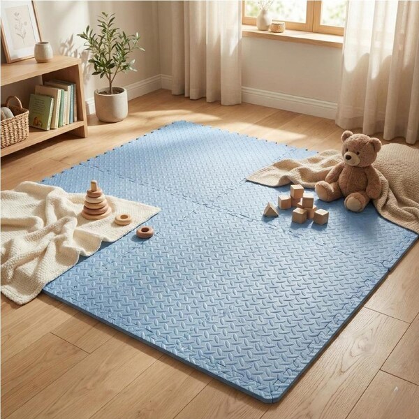 BoPeep 4Pcs Kids Play Mat EVA Interlocking Tiles 60x60cm - Blue