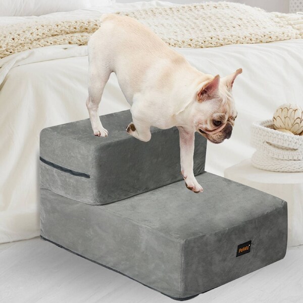 2-Step PaWz Pet Stairs Portable - Grey