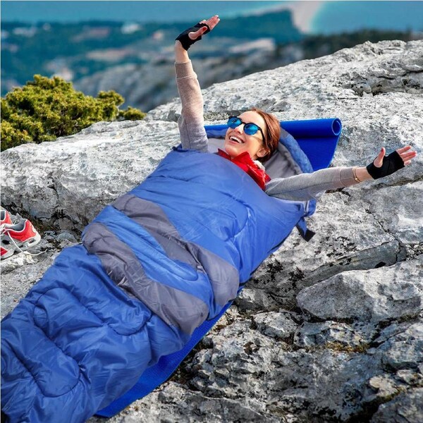 Mountview Single Sleeping Bag Bags Outdoor Camping Hiking Thermal -10? Tent Blue