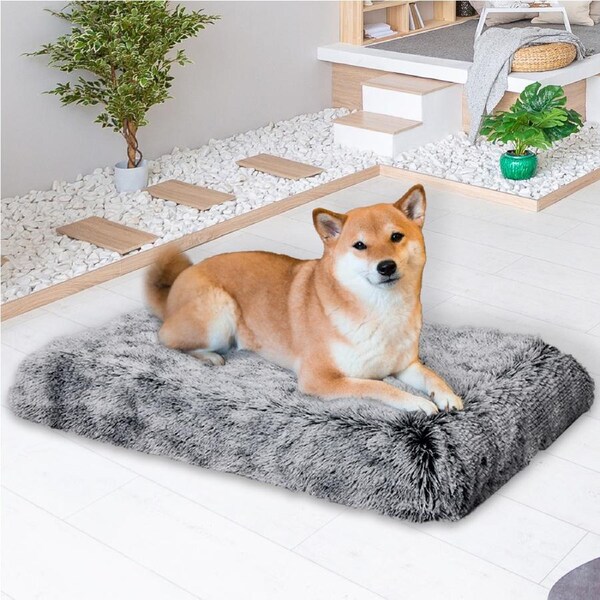 92x69cm PaWz Pet Calming Bed Memory Foam - Charcoal