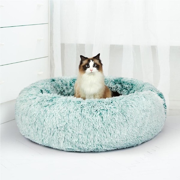 PaWz Pet Bed Donut Soft Plush - Teal, Dia. 90cm