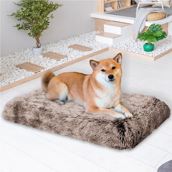 92x69cm PaWz Pet Calming Bed Memory Foam - Coffee