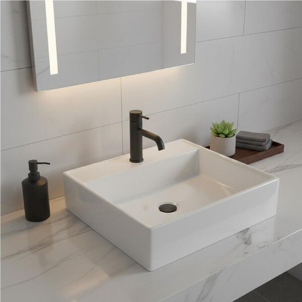 Traderight Ceramic Basin Bathroom Wash Counter Top Hand Wash Sink Vanity Above Square