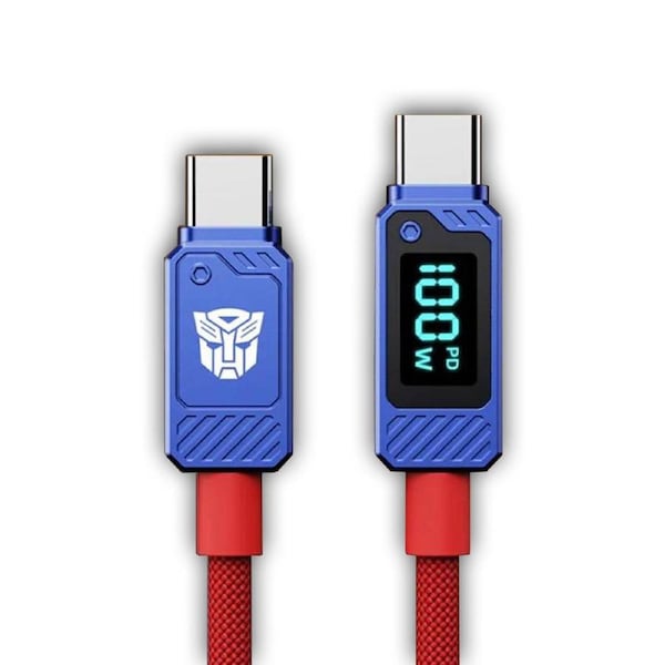 Transformers Type-C to Type-C Fast Charge 100W / 65W Data Cable USB TF-A18 - Blue