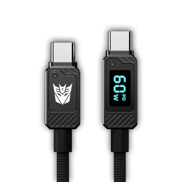 Transformers Type-C to Type-C Fast Charge 100W / 65W Data Cable USB TF-A18 - Black