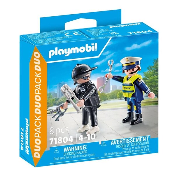 8pc Playmobil 26x15cm Policeman & Burglar Kids Action Figure Toy Play Set 4y+