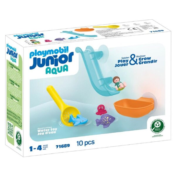 10pc Playmobil Junior Aqua Water Slide-Sea Animal Kids Bathtime Toys 1y+