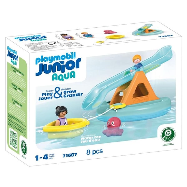 8pc Playmobil Junior Aqua Water Seesaw Boat Kids/Children Bathtime Toy 1y+