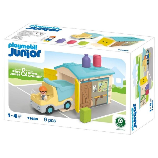 9pc Playmobil 39x29cm Junior Construction Truck Kids Figure Play Set 1y+